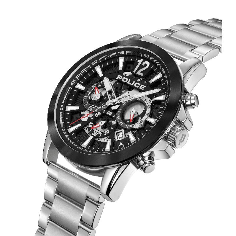 Police Men's Vertigo Stainless Steel Multifunction Skeleton Dial Watch