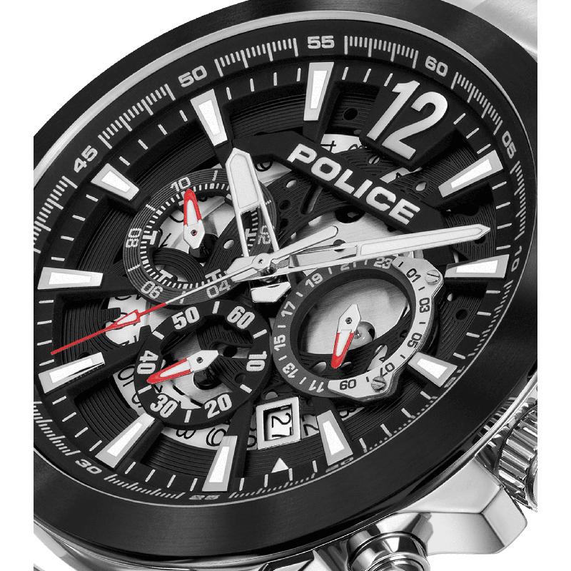 Police Men's Vertigo Stainless Steel Multifunction Skeleton Dial Watch
