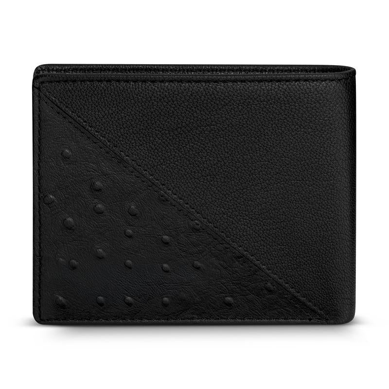 Police Ostrich Black Leather Wallet