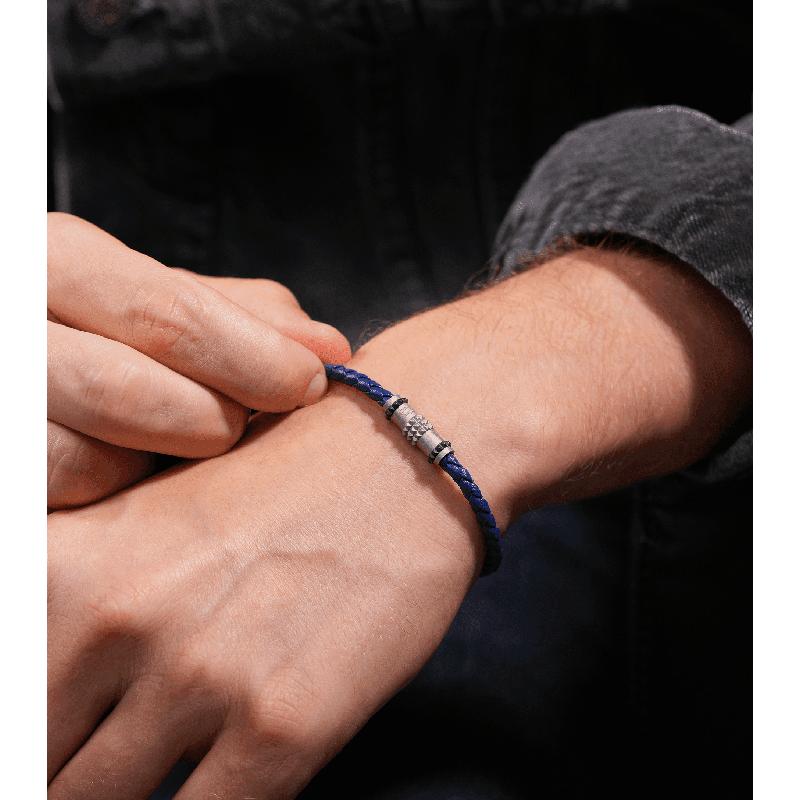 Police Ryder Blue Leather Bracelet