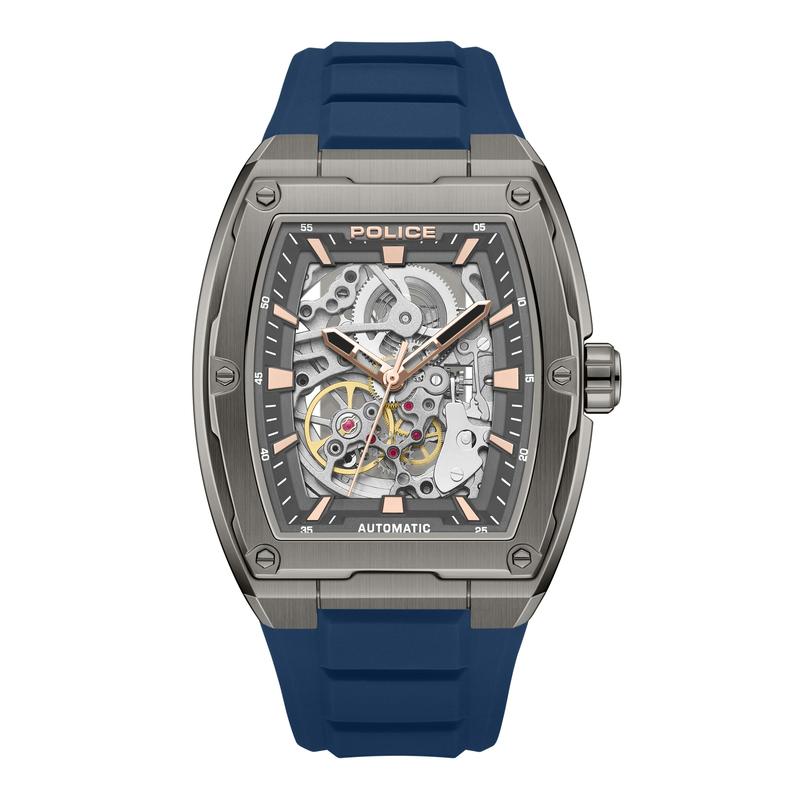 Police Skeletor Grey Dial Blue Strap Men's Automatic Watch