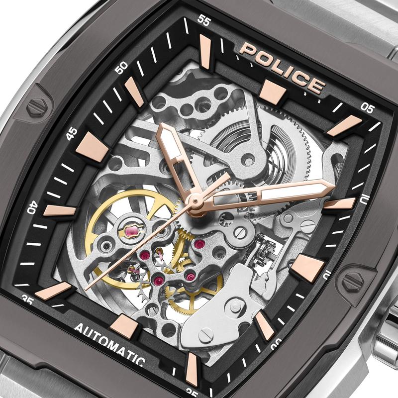 Police Skeletor Grey Dial Bracelet Men's Automatic Watch