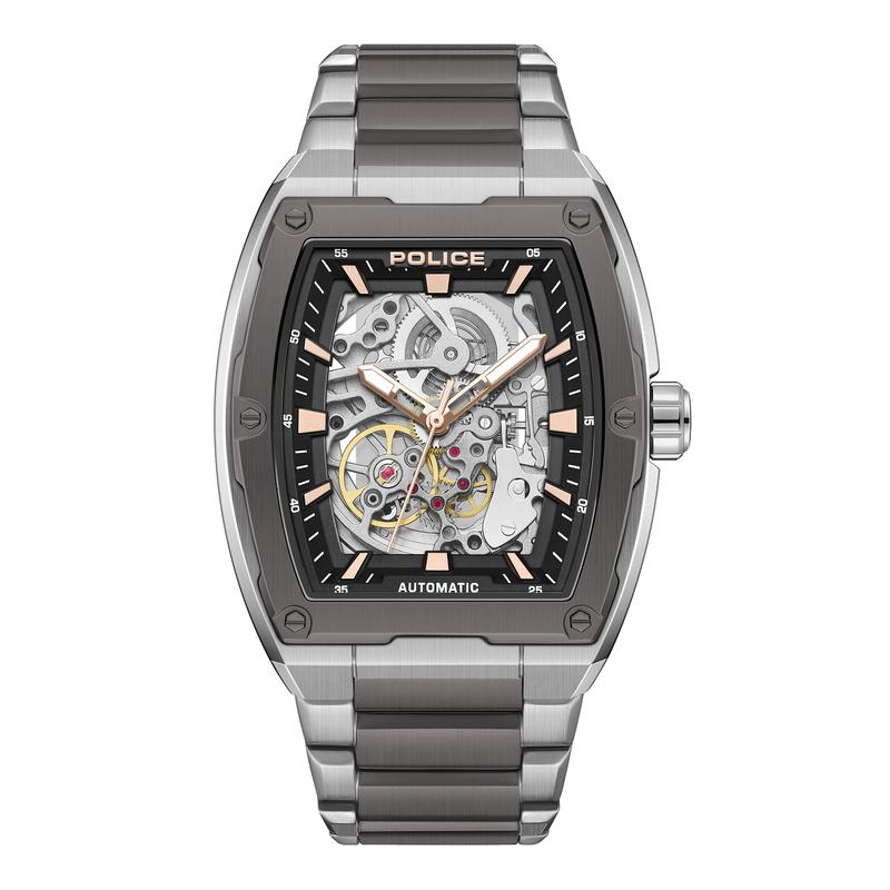 Police Skeletor Grey Dial Bracelet Men's Automatic Watch