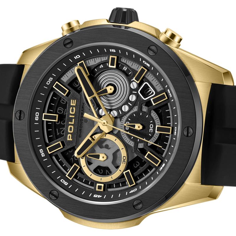 Police Warren Black Dial Gold Men's Watch
