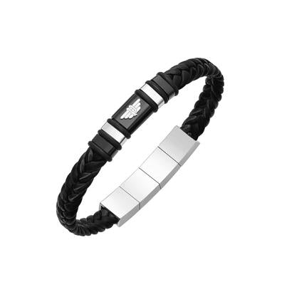Police Wavebreaker Black Leather Police Bracelet