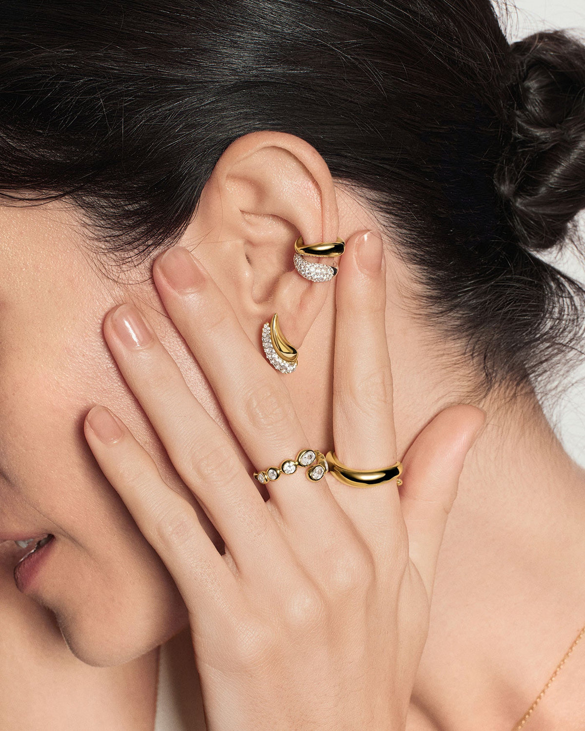Ania Haie Gold Pavé & Polished Teardrop Duet Stud Earrings