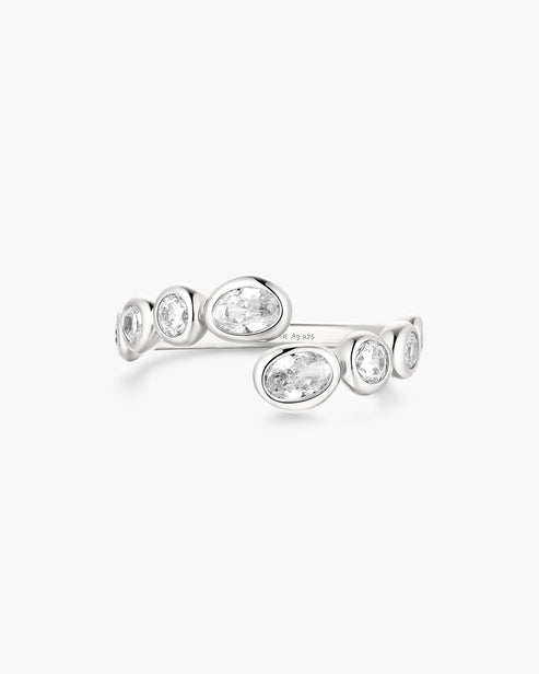 Ania Haie Organic Pebble Spiral Bezel Adjustable Women's Ring