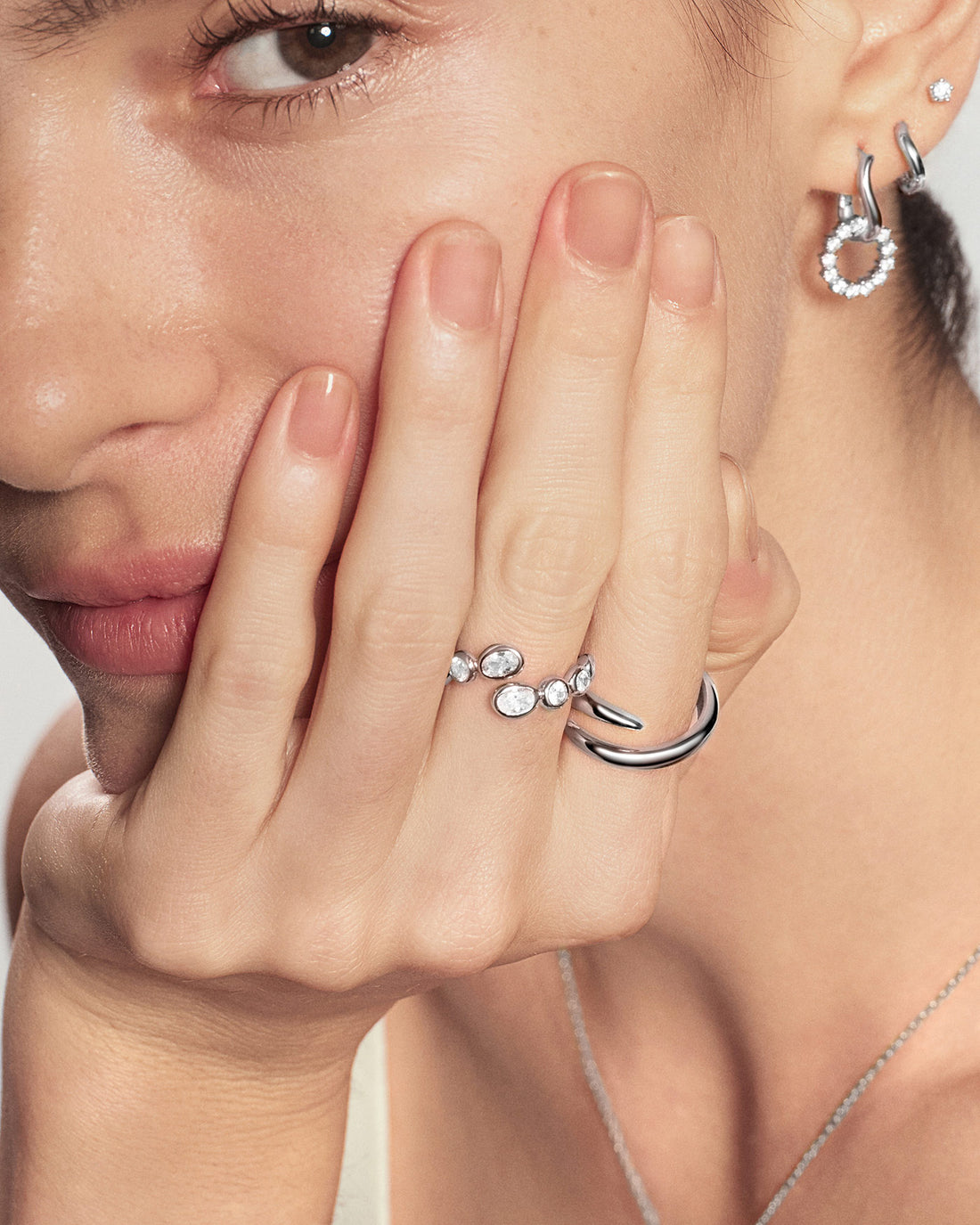 Ania Haie Organic Pebble Spiral Bezel Adjustable Women's Ring