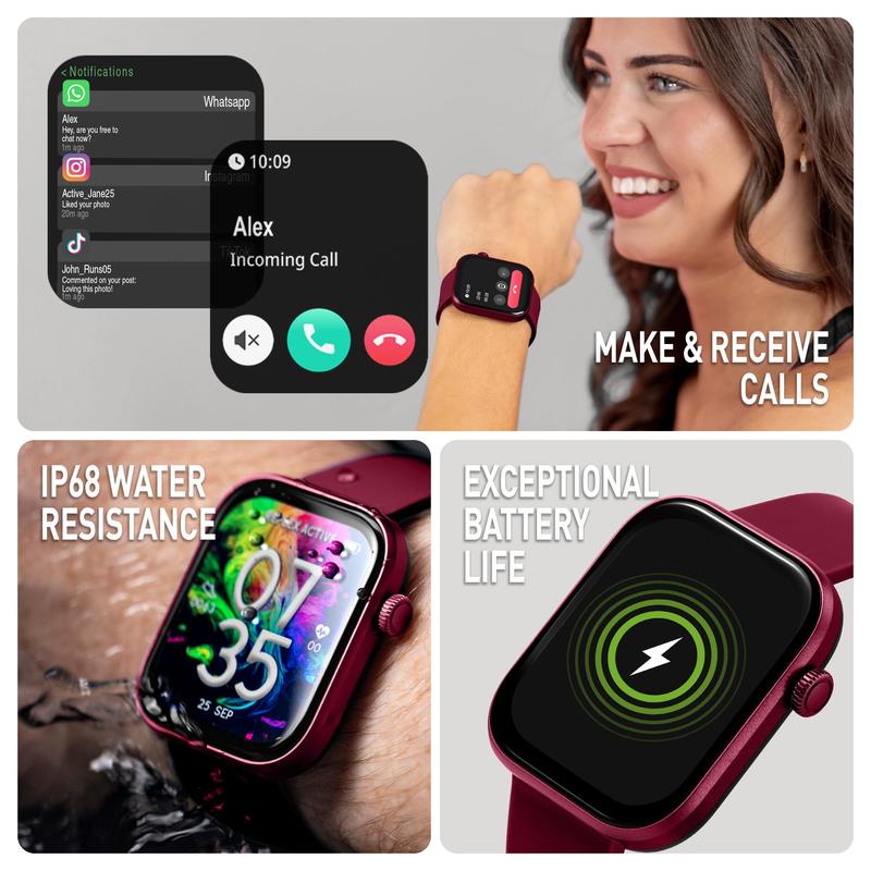 Reflex Active Berry Red Spectra 300S AMOLED Smartwatch with Calling