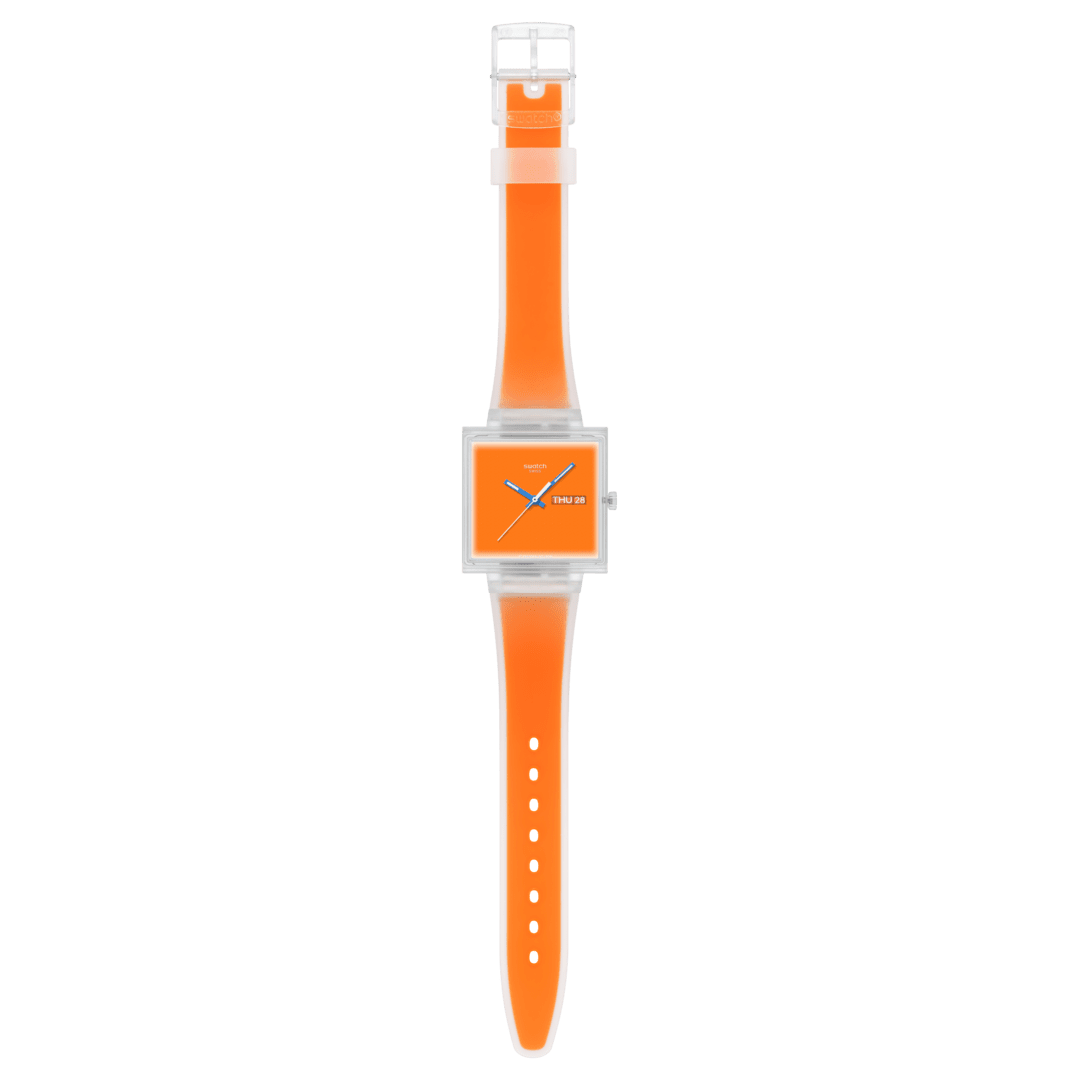 Swatch What If...See Thru Orange SO38K704 Quartz Watch Orange Dial 41.8 mm