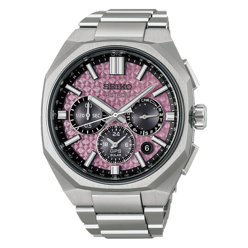 Seiko Astron Men's GPS Solar Titanium Watch Crystal Pink