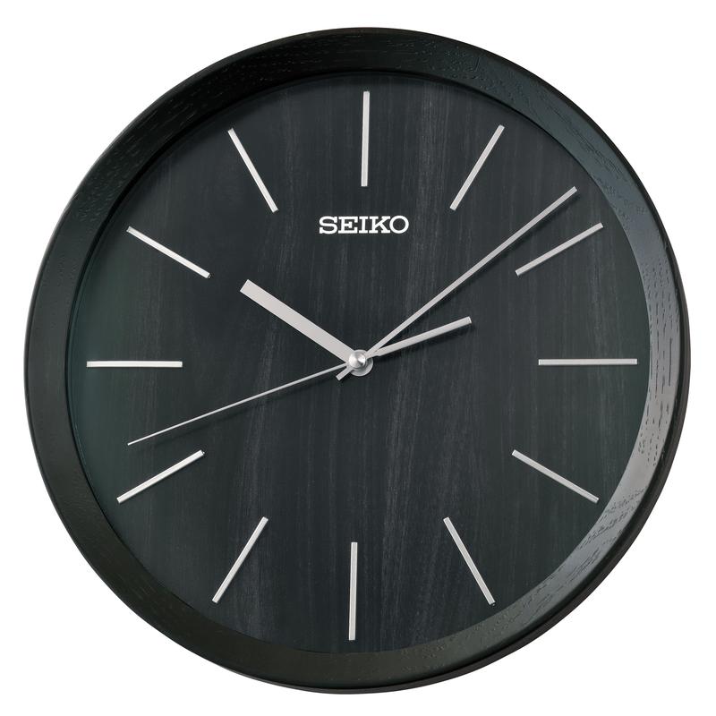 Seiko Black Wooden Wall Clock - QXA853KN