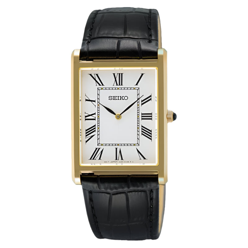 Seiko Classic Quartz Men's Watch Black Leather Strap