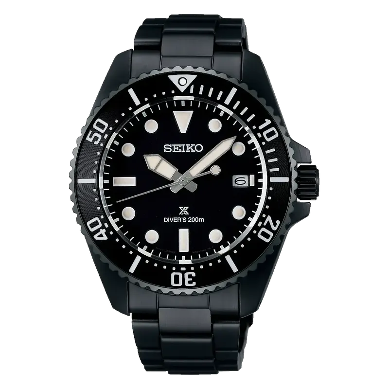 Seiko Prospex Solar Diver All-Black 200m Waterproof Watch
