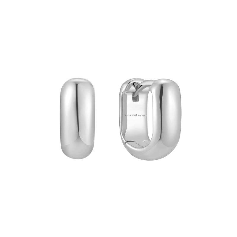 Silver Mini U-Shaped Huggie Hoop Earrings – 925 Rhodium Plated