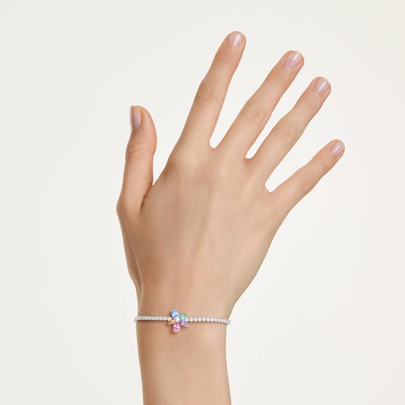 Swarovski Ariana Grande Flower Multicolored Mixed Cuts Rhodium Plated Bracelet