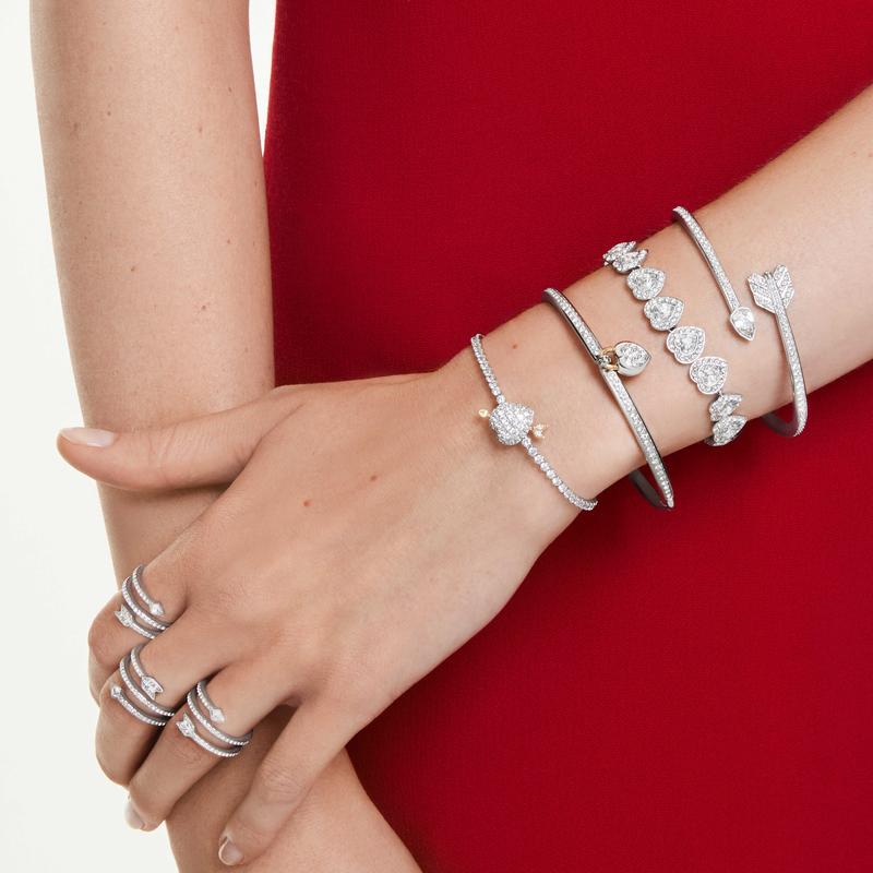 Swarovski Ariana Grande Heart White Mixed Cuts Rhodium Plated Bracelet