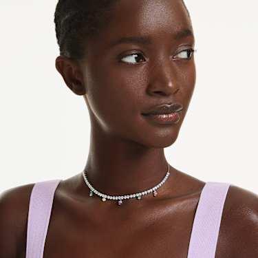 Swarovski Ariana Grande Multicolored Rhodium Plated Tennis Necklace