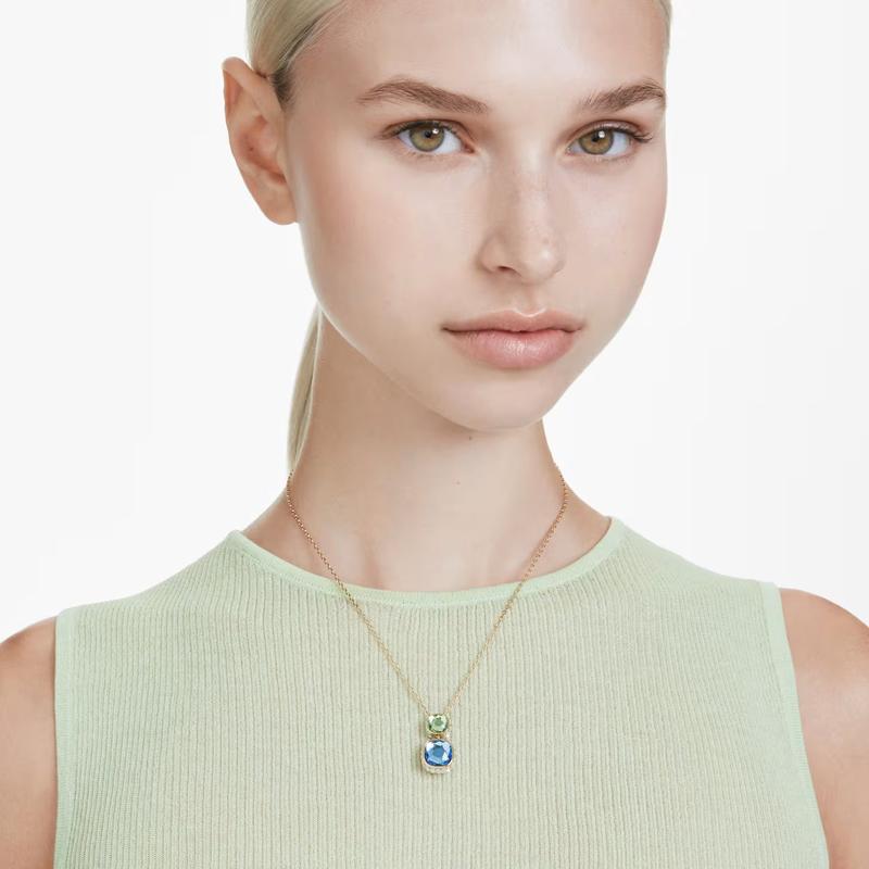 Swarovski Chroma Cushion Cut Multicoloured Gold Plated Pendant