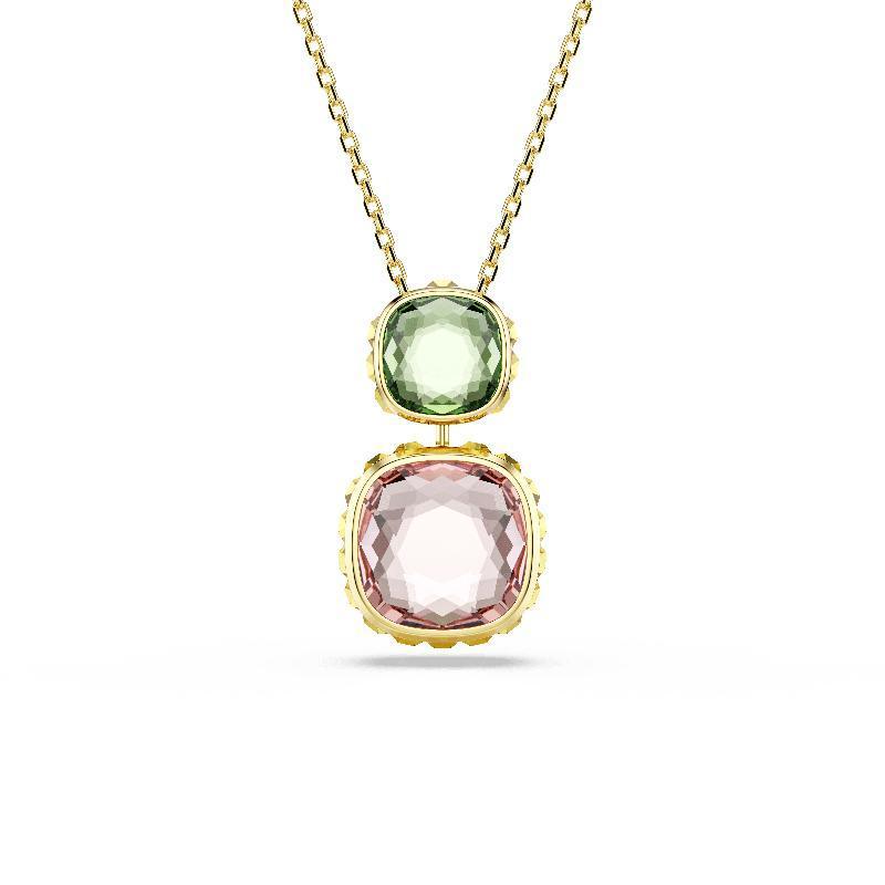 Swarovski Chroma Cushion Cut Multicoloured Gold Plated Pendant