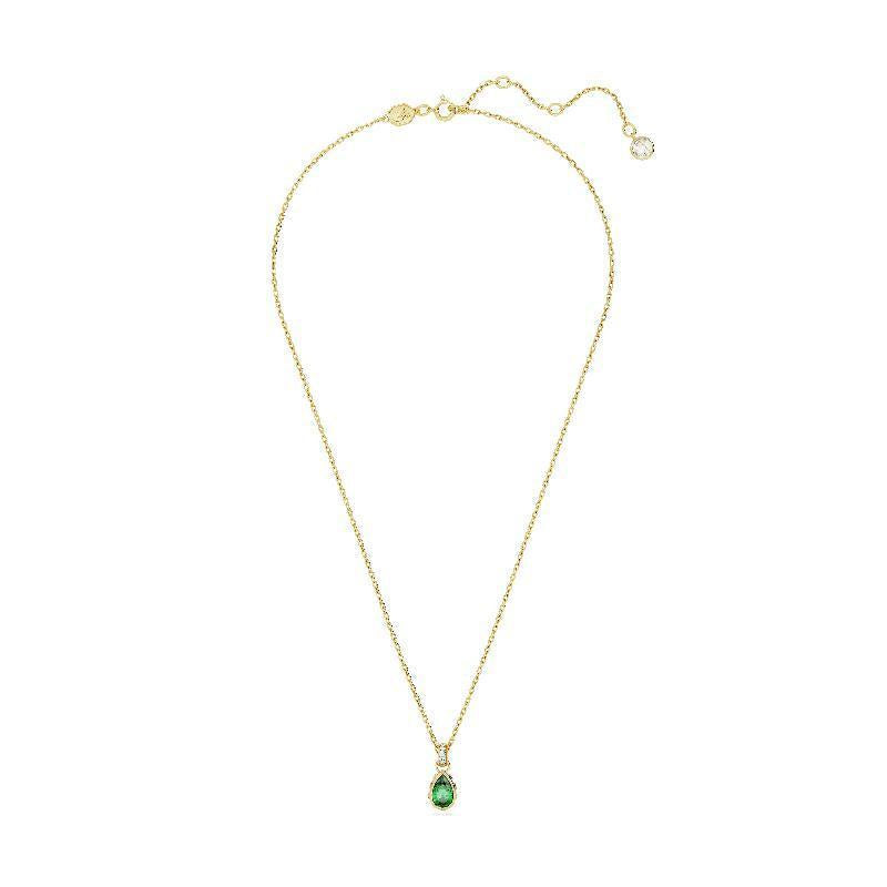 Swarovski Chroma Pear Cut Green Gold Plated Pendant