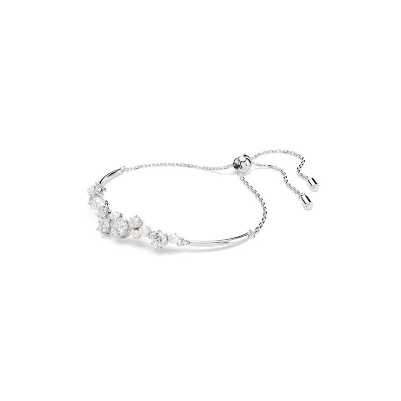 Swarovski Constella Crystal Pearl Round Cuts White Rhodium Plated Bangle