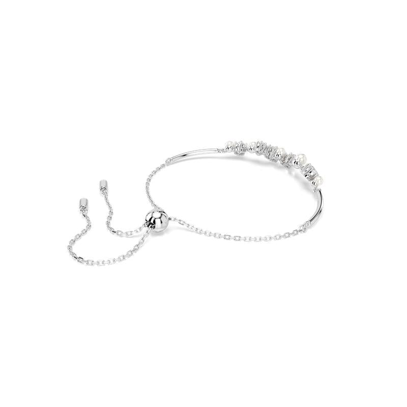 Swarovski Constella Crystal Pearl Round Cuts White Rhodium Plated Bangle