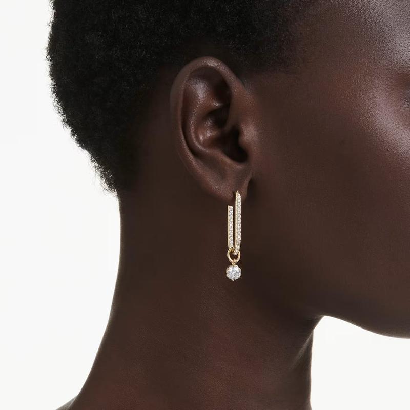Swarovski Constella Round Cut White Gold-Plated Drop Earrings