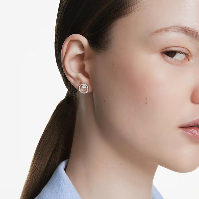 Swarovski Constella Round Cut White Rhodium Plated Stud Earrings