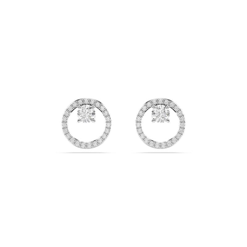 Swarovski Constella Round Cut White Rhodium Plated Stud Earrings