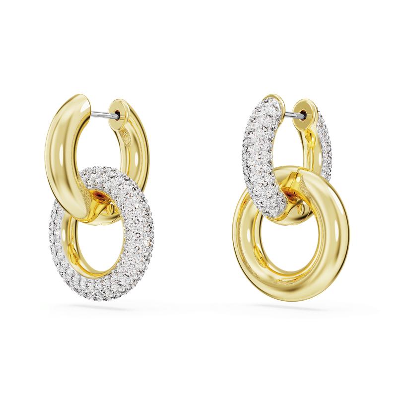 Swarovski Dextera Asymmetrical Design Gold Plated Hoop Earrings