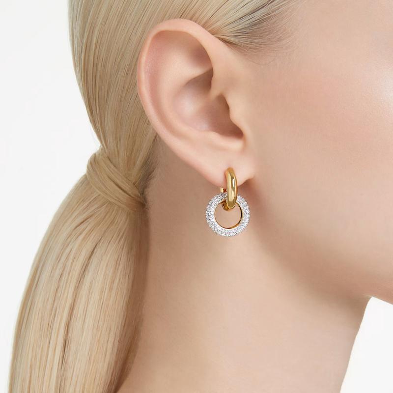 Swarovski Dextera Asymmetrical Design Gold Plated Hoop Earrings