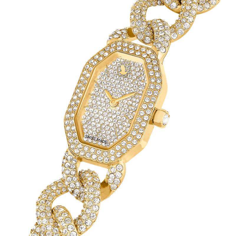Swarovski Dextera Chain Crystal Bracelet Gold Tone Swiss Made Watch