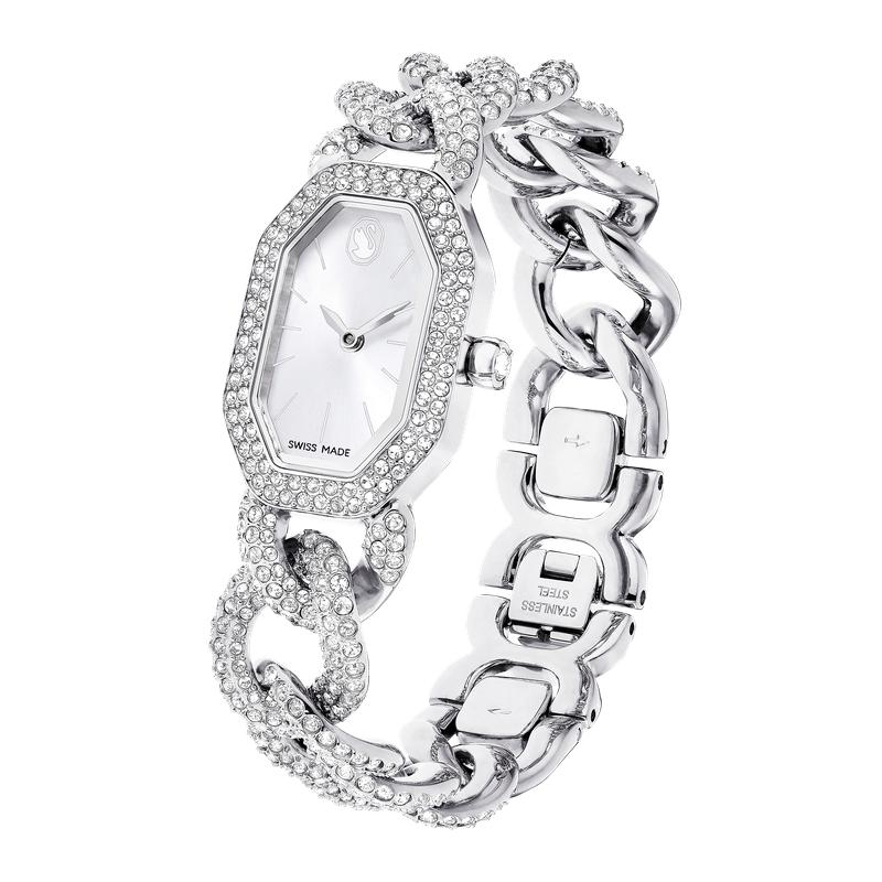 Swarovski Dextera Chain Silver Tone Stainless Steel Swiss Made Watch