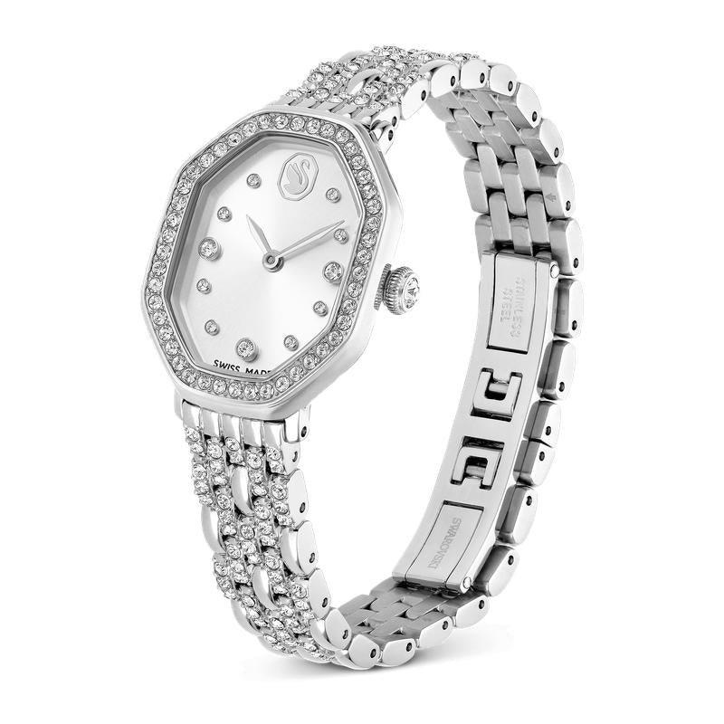 Swarovski Dextera Metal Bracelet Silver Tone Octagon Swiss Made Watch