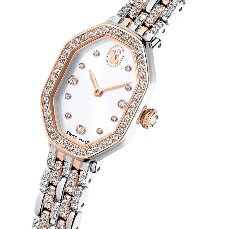 Swarovski Dextera Octagon Silver Tone Rose Gold-Tone Swiss Made Watch