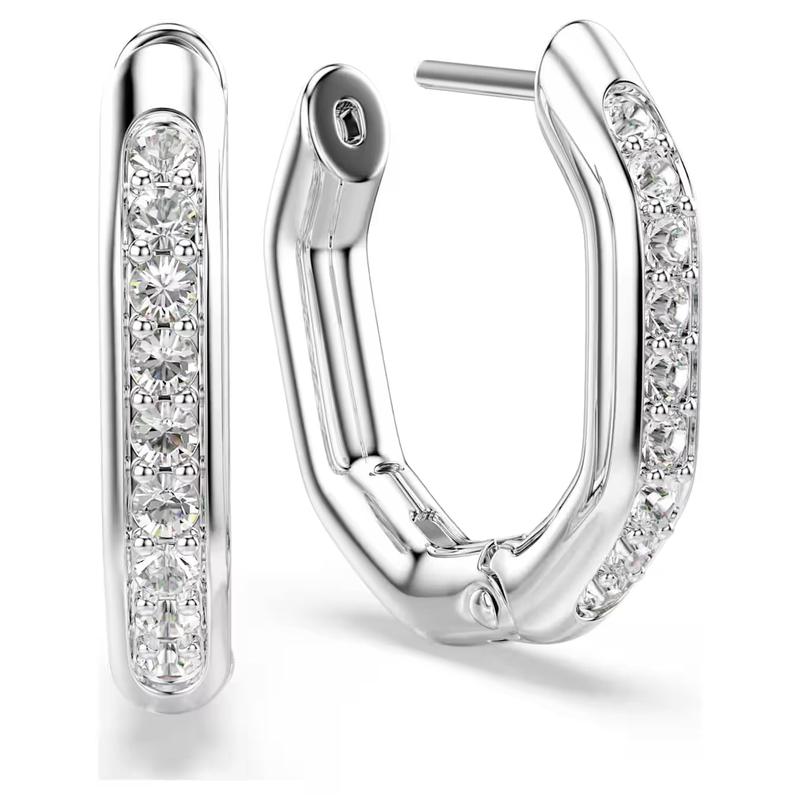 Swarovski Dextera Round Cut Hoop Silver-Tone Earrings