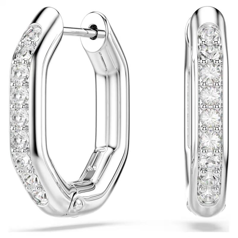 Swarovski Dextera Round Cut Hoop Silver-Tone Earrings