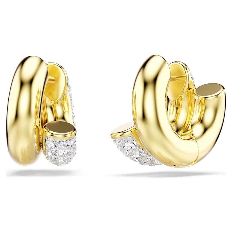 Swarovski Dextera Round Cut Mini White 18K Gold Finish Hoop Earrings