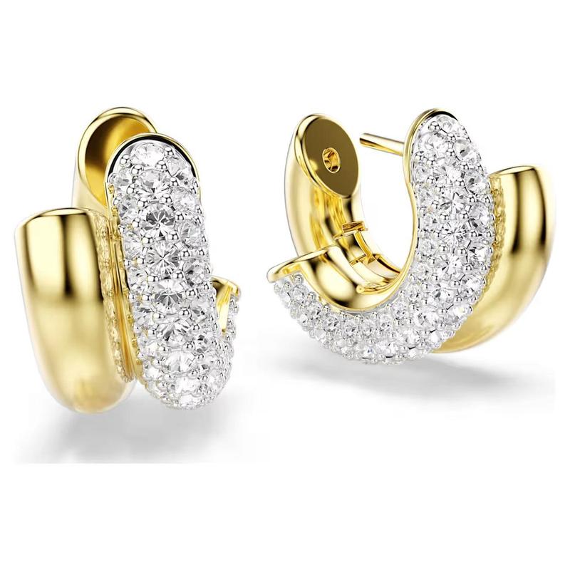 Swarovski Dextera Round Cut Mini White 18K Gold Finish Hoop Earrings