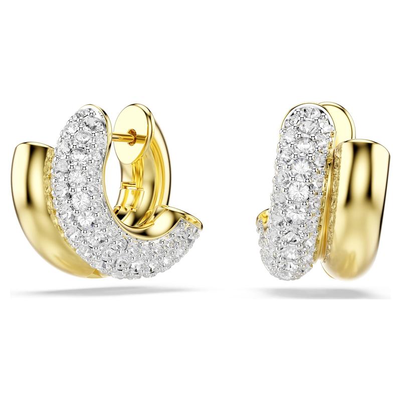 Swarovski Dextera Round Cut Mini White 18K Gold Finish Hoop Earrings