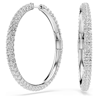 Swarovski Dextera Round Cut White Rhodium Plated Hoop Earrings