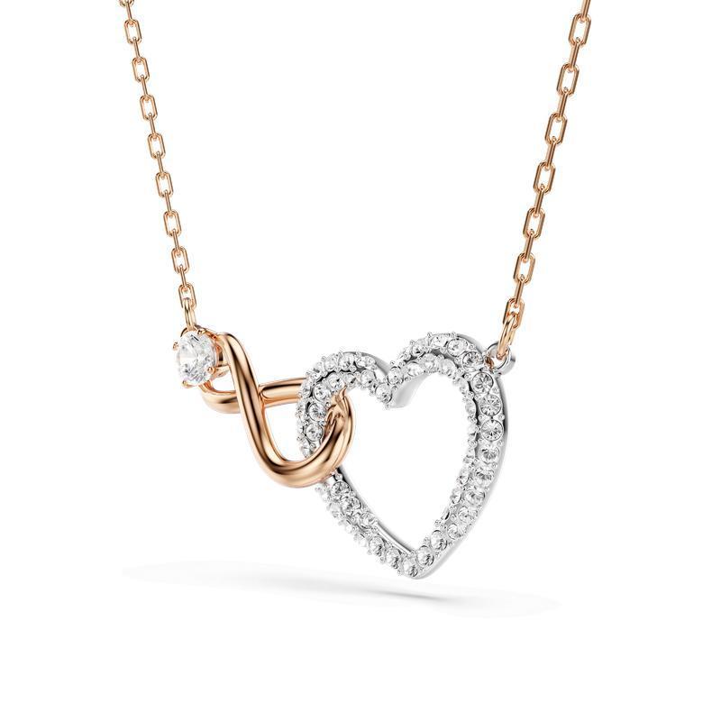 Swarovski Hyperbola Crystal Heart Infinity Rose-Gold White Necklace