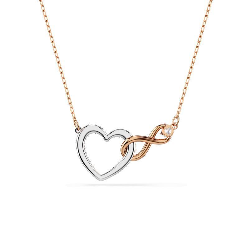 Swarovski Hyperbola Crystal Heart Infinity Rose-Gold White Necklace