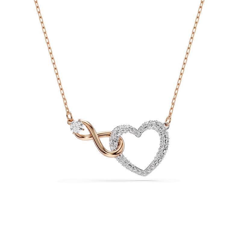 Swarovski Hyperbola Crystal Heart Infinity Rose-Gold White Necklace
