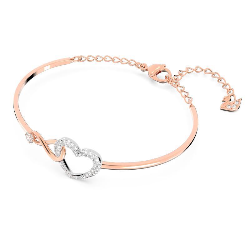 Swarovski Hyperbola Infinity and Heart White Mixed Metal Finish Bangle