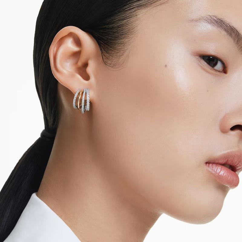 Swarovski Hyperbola Mini Mixed Metal Finish White Hoop Earrings