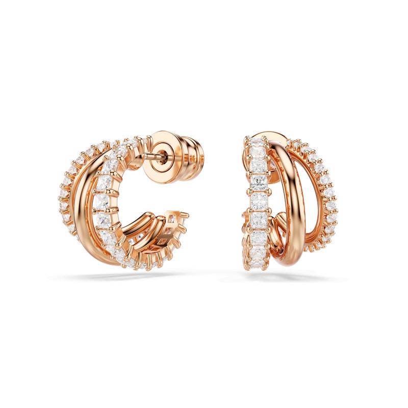 Swarovski Hyperbola Mixed Cuts Mini White Rose Gold Plated Hoop Earrings