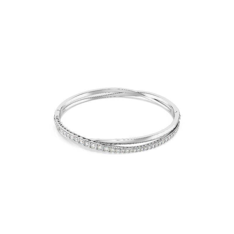 Swarovski Hyperbola Round Cut White Rhodium Plated Bangle