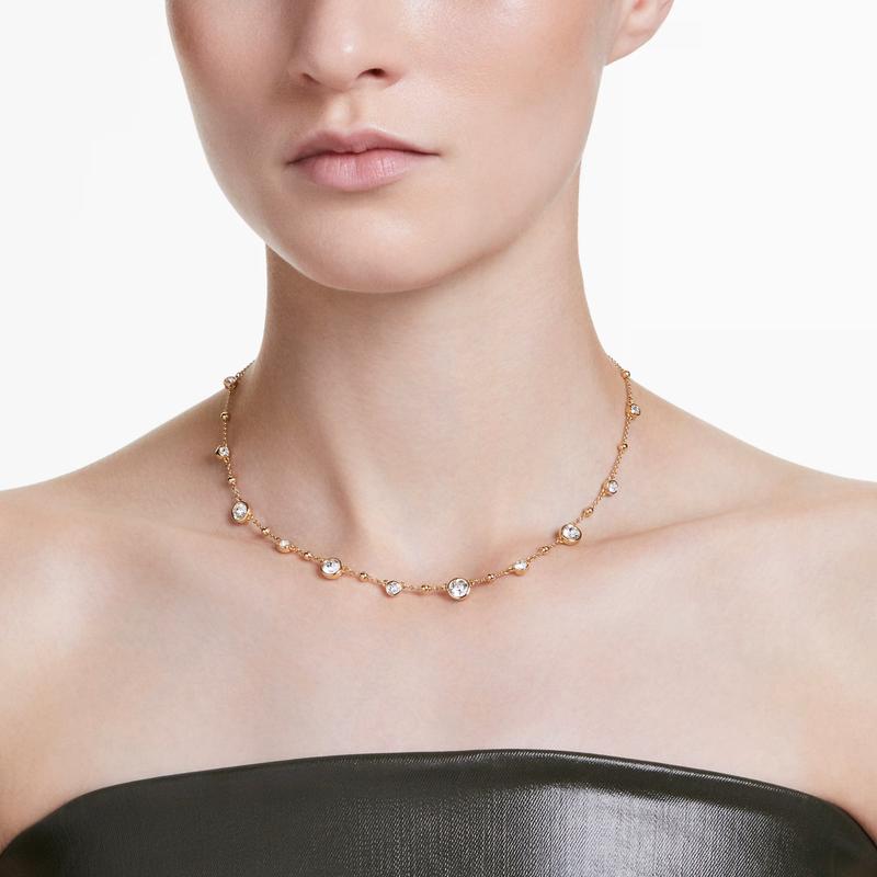 Swarovski Imber Scattered Round Cut White Gold-Plated Necklace